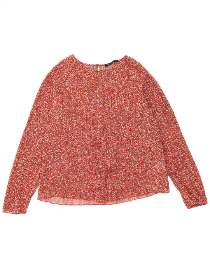 MARKS & SPENCER Camicetta a maniche lunghe da donna UK 12 Rosso medio floreale