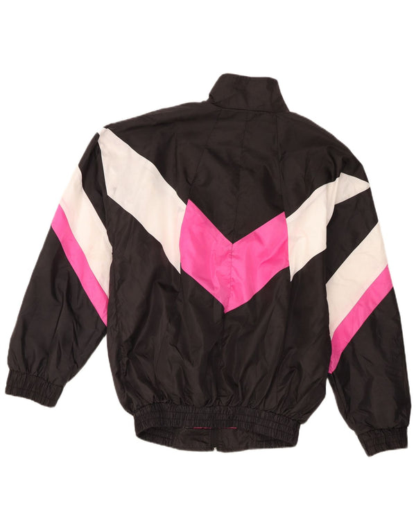 Giacca da ginnastica vintage da uomo XL in poliestere color block nero
