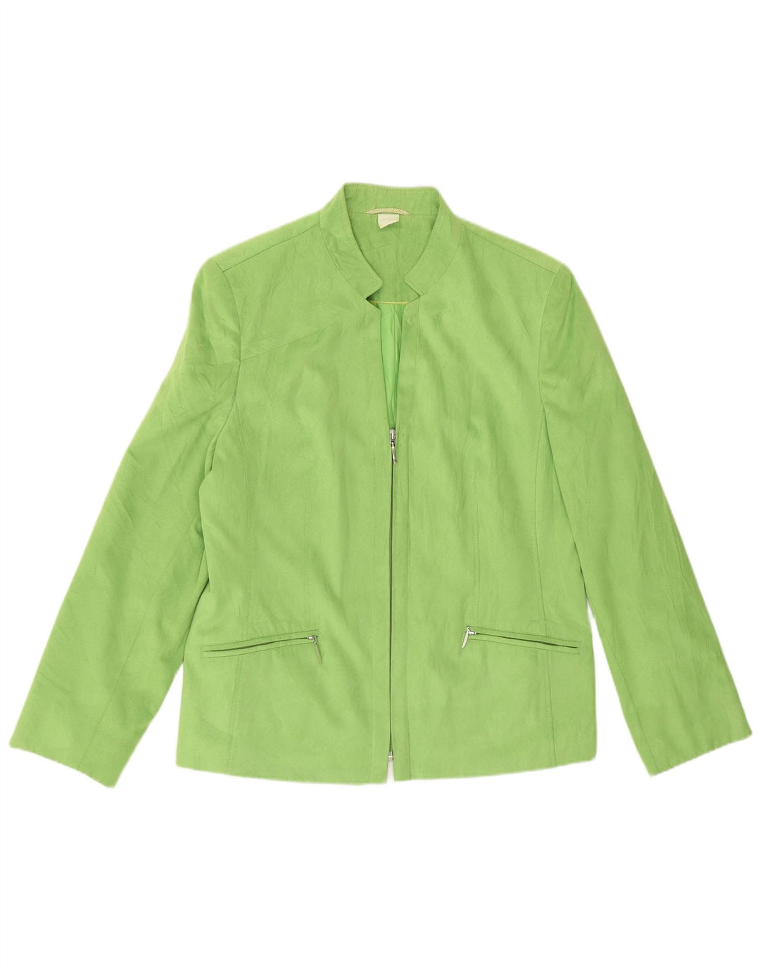 Giacca blazer da donna vintage UK 12 poliestere verde medio