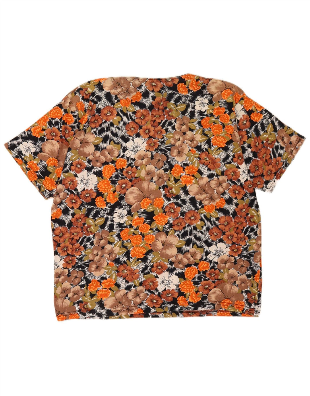 Top camicetta da donna vintage UK 14 floreale multicolore medio
