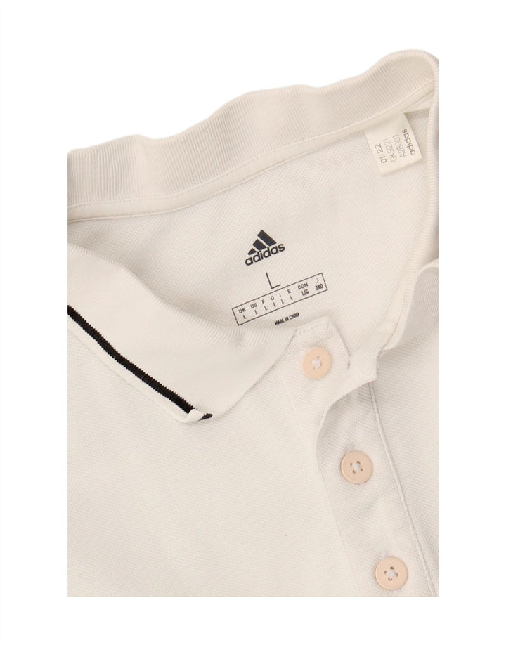 ADIDAS Mens Polo Shirt Large White Cotton Vintage Adidas and Second-Hand Adidas from Messina Hembry 