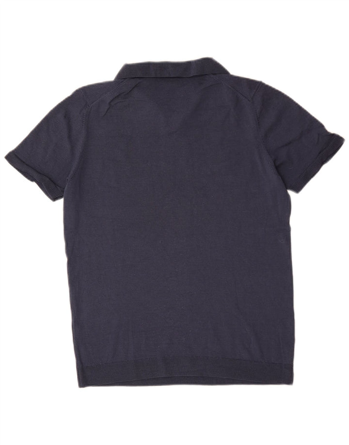 Massimo Dutti Maglione da uomo a maniche corte con collo a polo blu navy medio