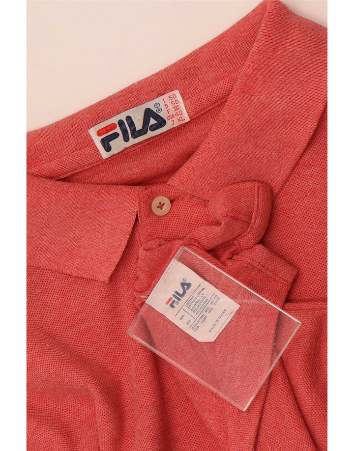 Polo da uomo a maniche lunghe Fila IT 50 rosso medio in cotone