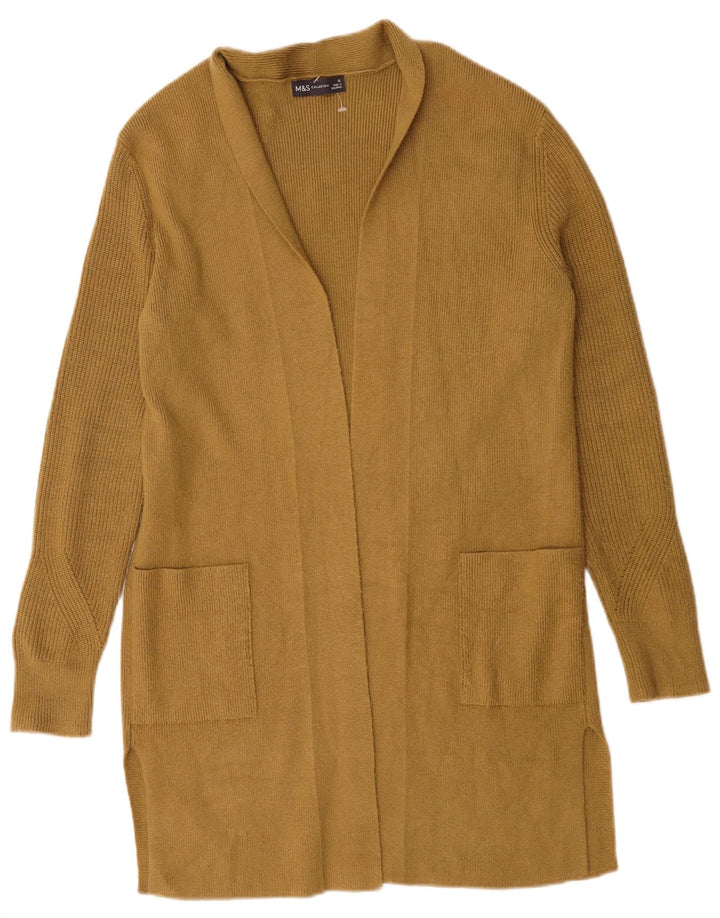 Maglione cardigan aperto lungo da donna Marks & Spencer UK 12 Marrone medio