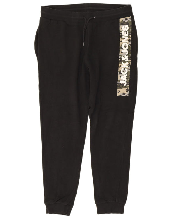 JACK & JONES Pantaloni da tuta con grafica da uomo Joggers grandi in cotone nero