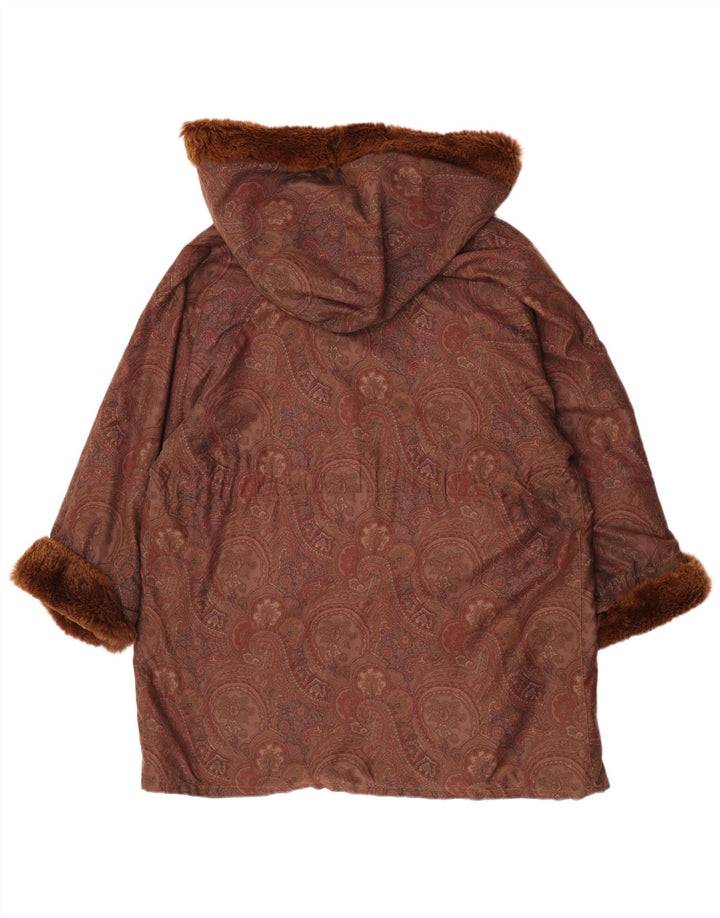 Soprabito oversize con cappuccio da donna vintage EU 42 grande lana cachemire marrone