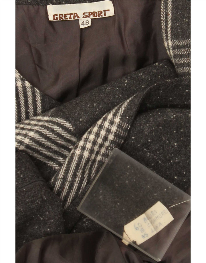 Soprabito vintage da donna IT 48 XL grigio a quadri in angora