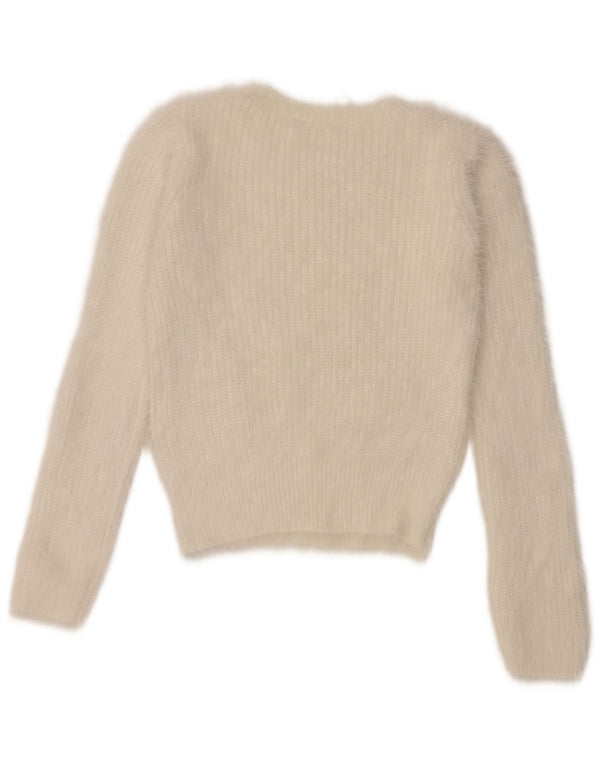 Maglione corto girocollo da donna Zara UK 12 medio bianco sporco