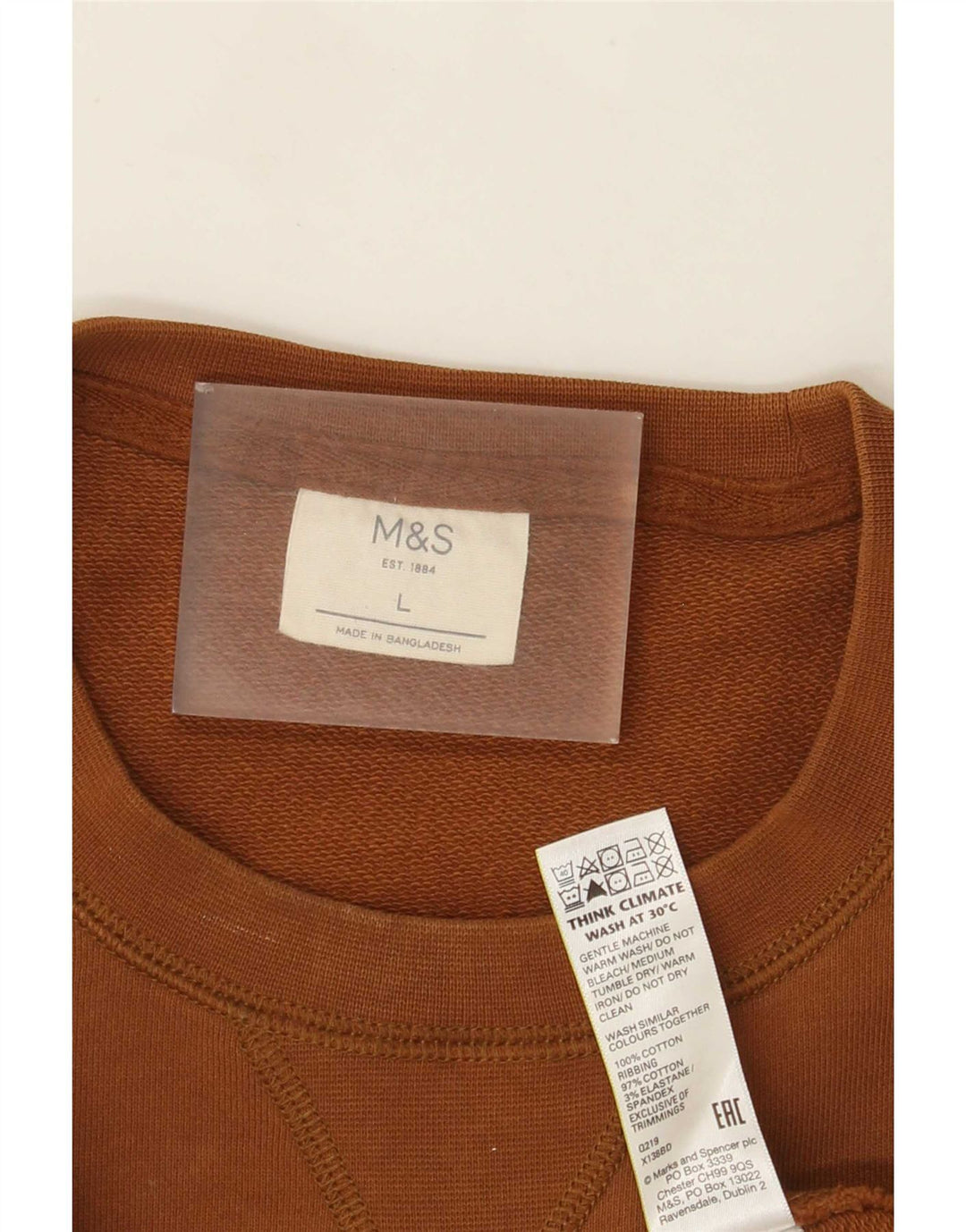 Marks & Spencer Felpa da uomo Maglione grande in cotone marrone