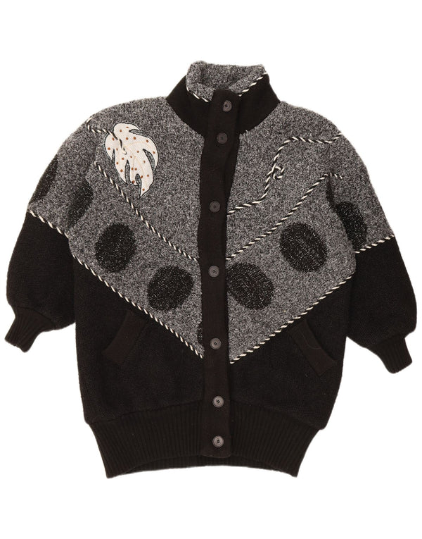 Maglione cardigan da donna VINTAGE UK 22 3XL Blocco colore nero