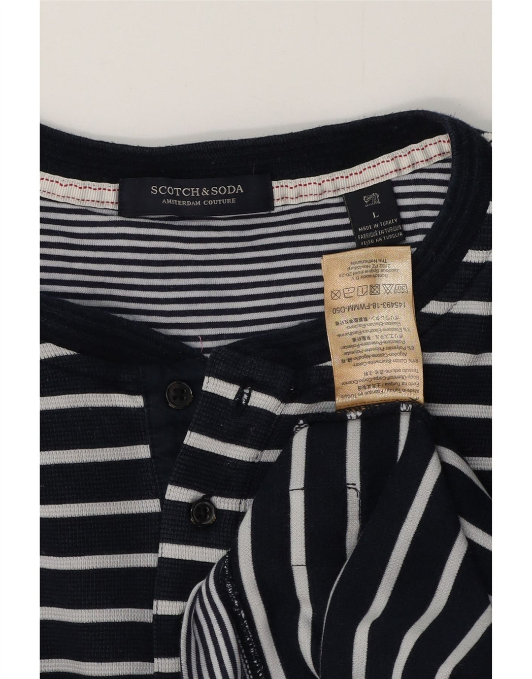 SCOTCH & SODA Top da uomo a maniche lunghe in cotone a righe grandi blu navy