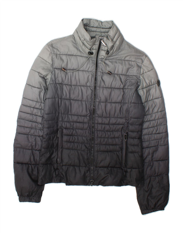 ARMANI JEANS Womens Padded Jacket EU 40 Medium Grey Colourblock Polyester Vintage Armani Jeans and Second-Hand Armani Jeans from Messina Hembry 