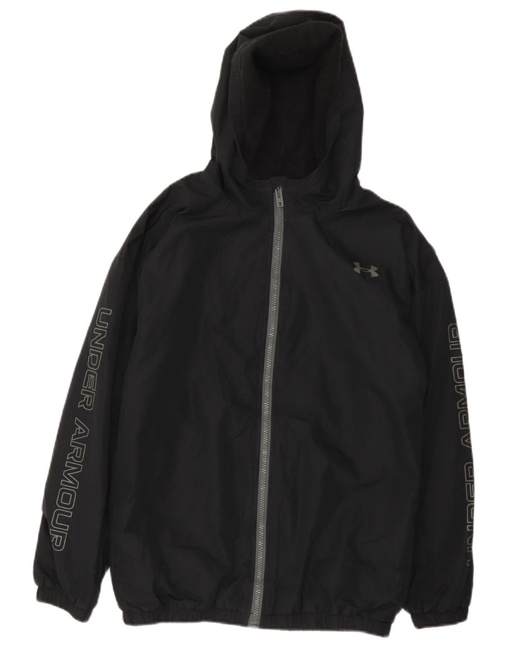 Giacca antipioggia con cappuccio grafica da ragazzo Under Armour 13-14 anni in poliestere nero
