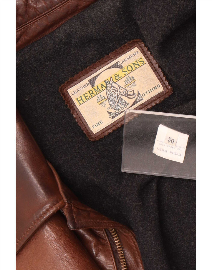 Giacca in pelle da uomo Herman & Sons IT 50 Large Marrone