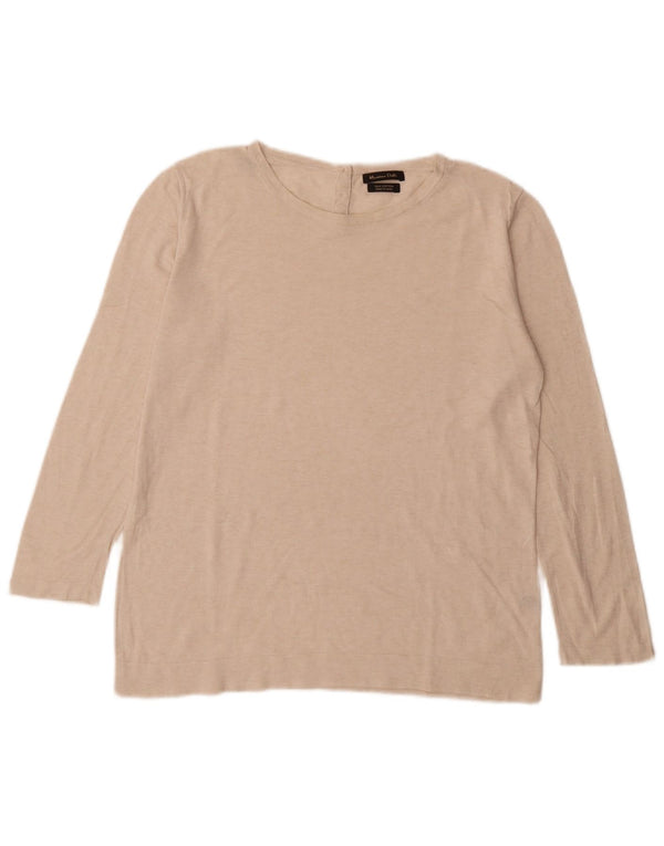 Massimo Dutti Top oversize da donna a maniche lunghe UK 16 Large in cotone beige