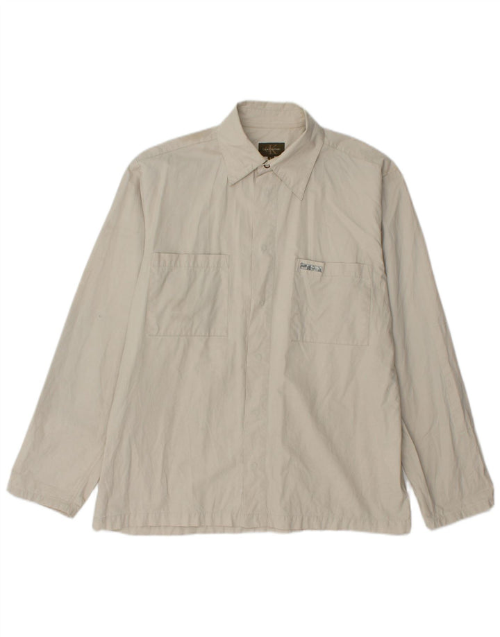 Camicia da uomo Calvin Klein grande in cotone beige