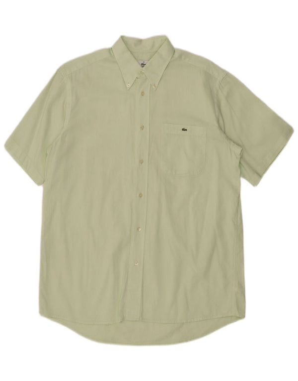 Camicia a maniche corte da uomo Lacoste taglia 40 cotone gessato verde medio