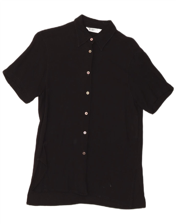 Camicia a maniche corte da donna Marella UK 10 Small Nera in viscosa