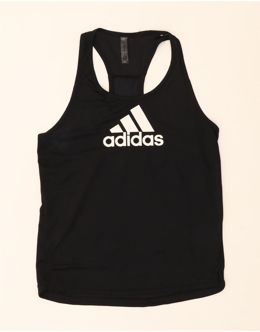 ADIDAS Womens Aeroready Graphic Vest Top UK 8/10 Small Black Polyester Vintage Adidas and Second-Hand Adidas from Messina Hembry 