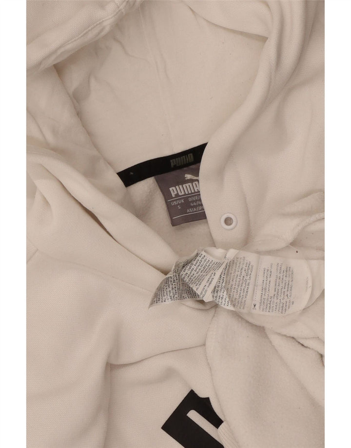 PUMA Felpa con cappuccio grafica da uomo piccola in cotone bianco