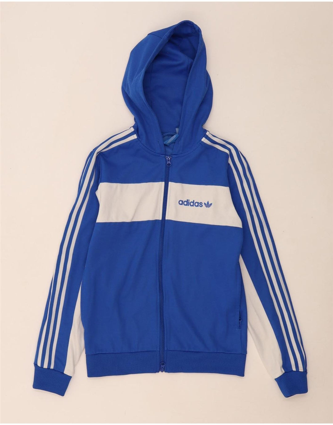 Maglione con cappuccio e zip da uomo ADIDAS XS in cotone color block blu