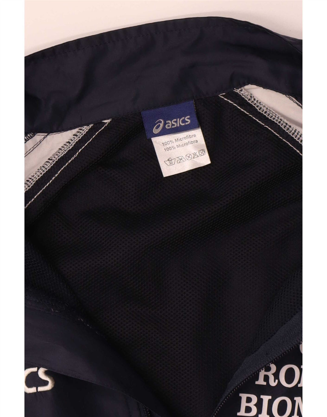 Giacca sportiva da uomo con grafica Asics, giacca grande, colore blu navy