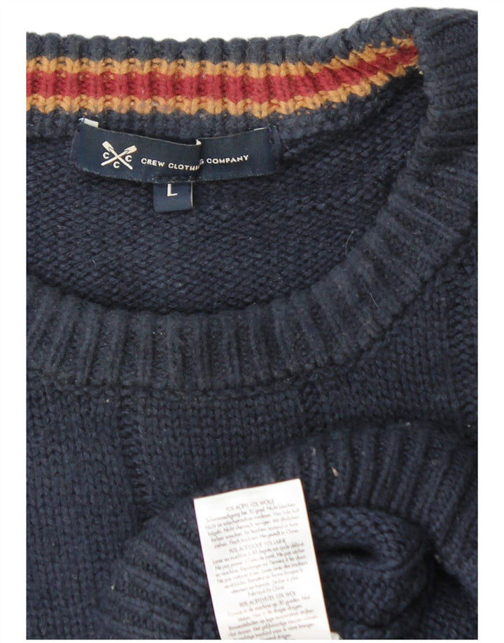 CREW CLOTHING Maglione da uomo girocollo grande in acrilico blu navy