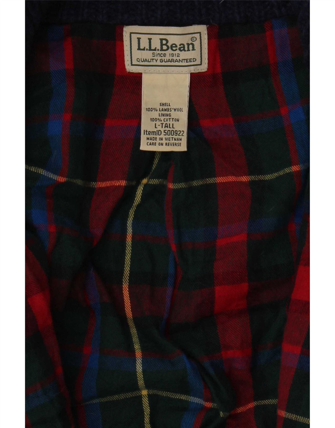Maglione cardigan alto da uomo L.L.Bean grande lana d'agnello blu navy