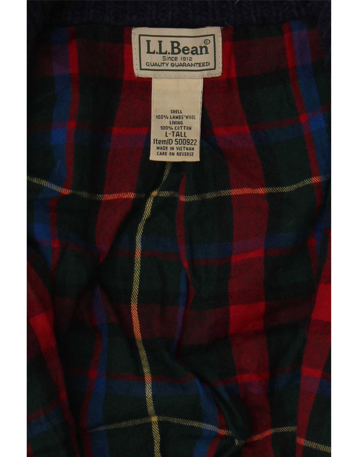 Maglione cardigan alto da uomo L.L.Bean grande lana d'agnello blu navy