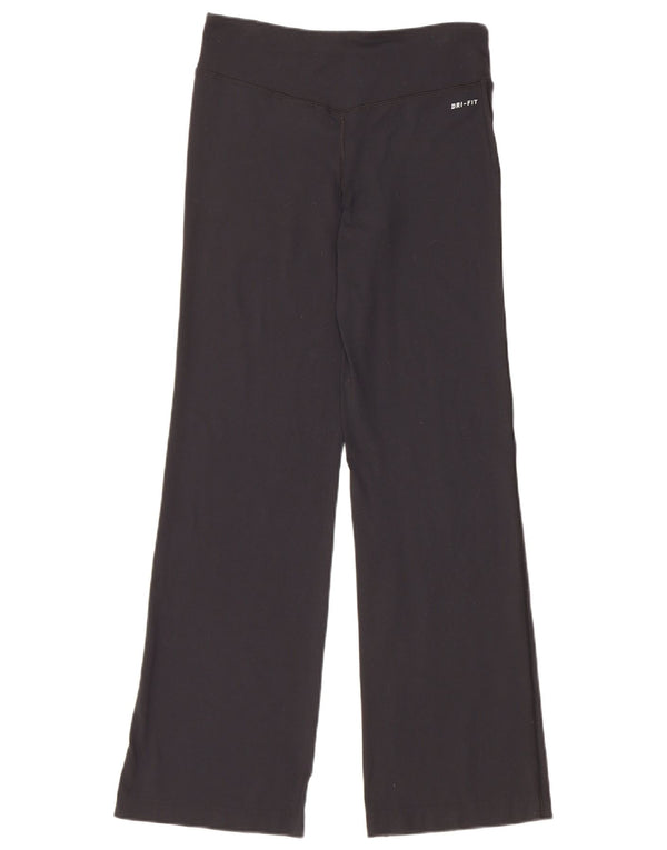 Pantaloni da tuta da donna Nike Dri Fit a gamba larga UK 6 XS nylon nero
