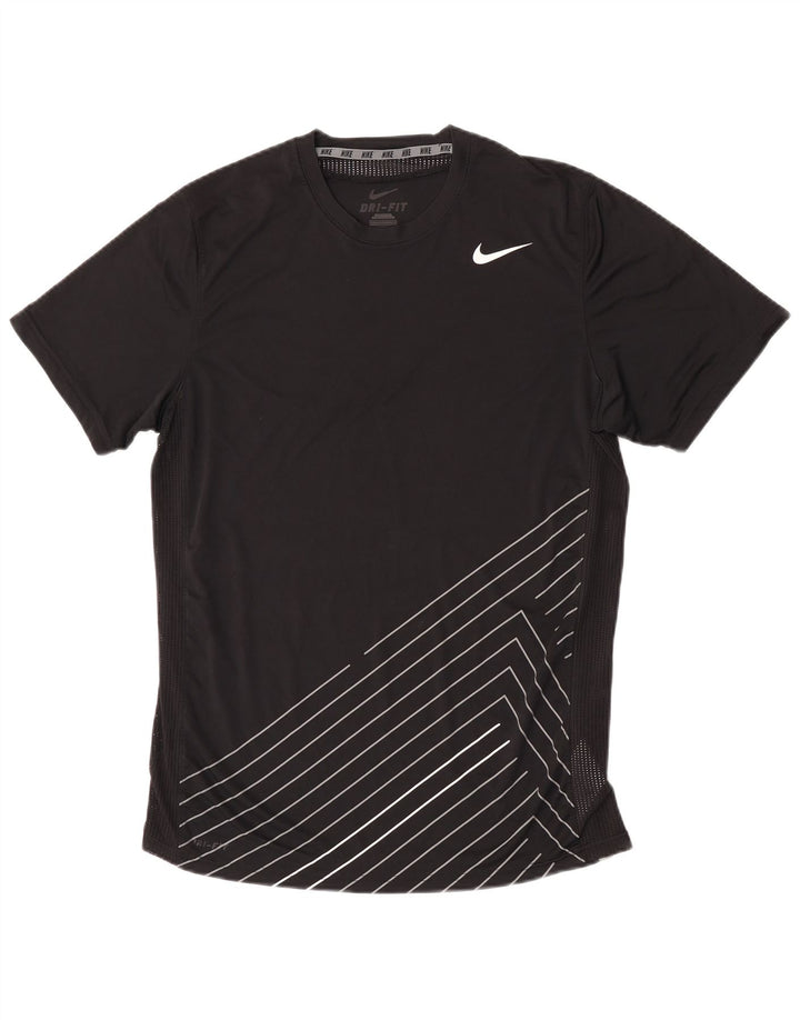 T-shirt Nike da uomo Dri Fit Top in poliestere a righe nere medie