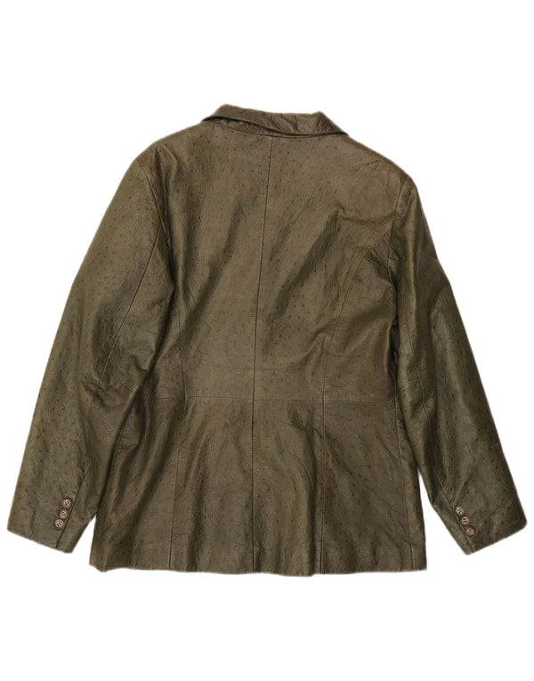 Vintage Womens Leather Jacket IT 46 Large Khaki Leather