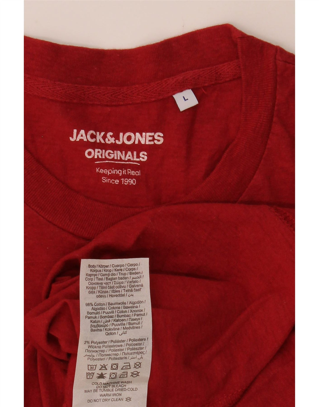 JACK & JONES T-shirt da uomo grande rossa in cotone