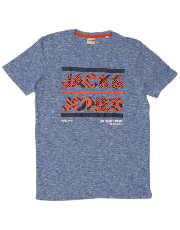 Jack & Jones T-shirt grafica da uomo grande in cotone chiazzato blu