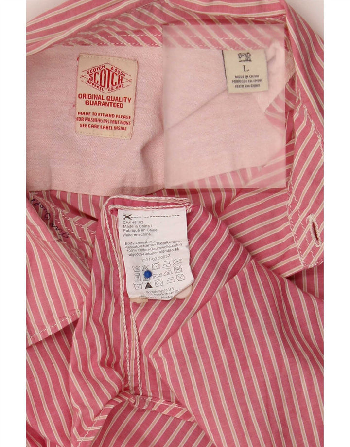 Camicia da uomo Scotch & Soda grande in cotone gessato rosa