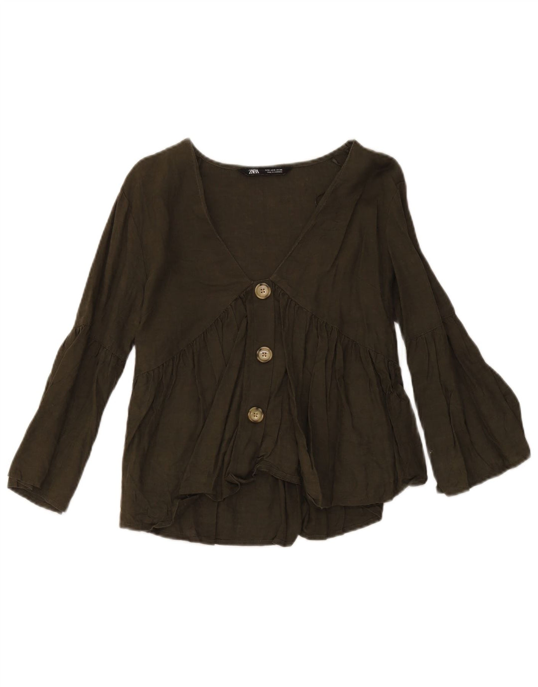 Camicetta da donna Zara UK 10 piccola in lino verde