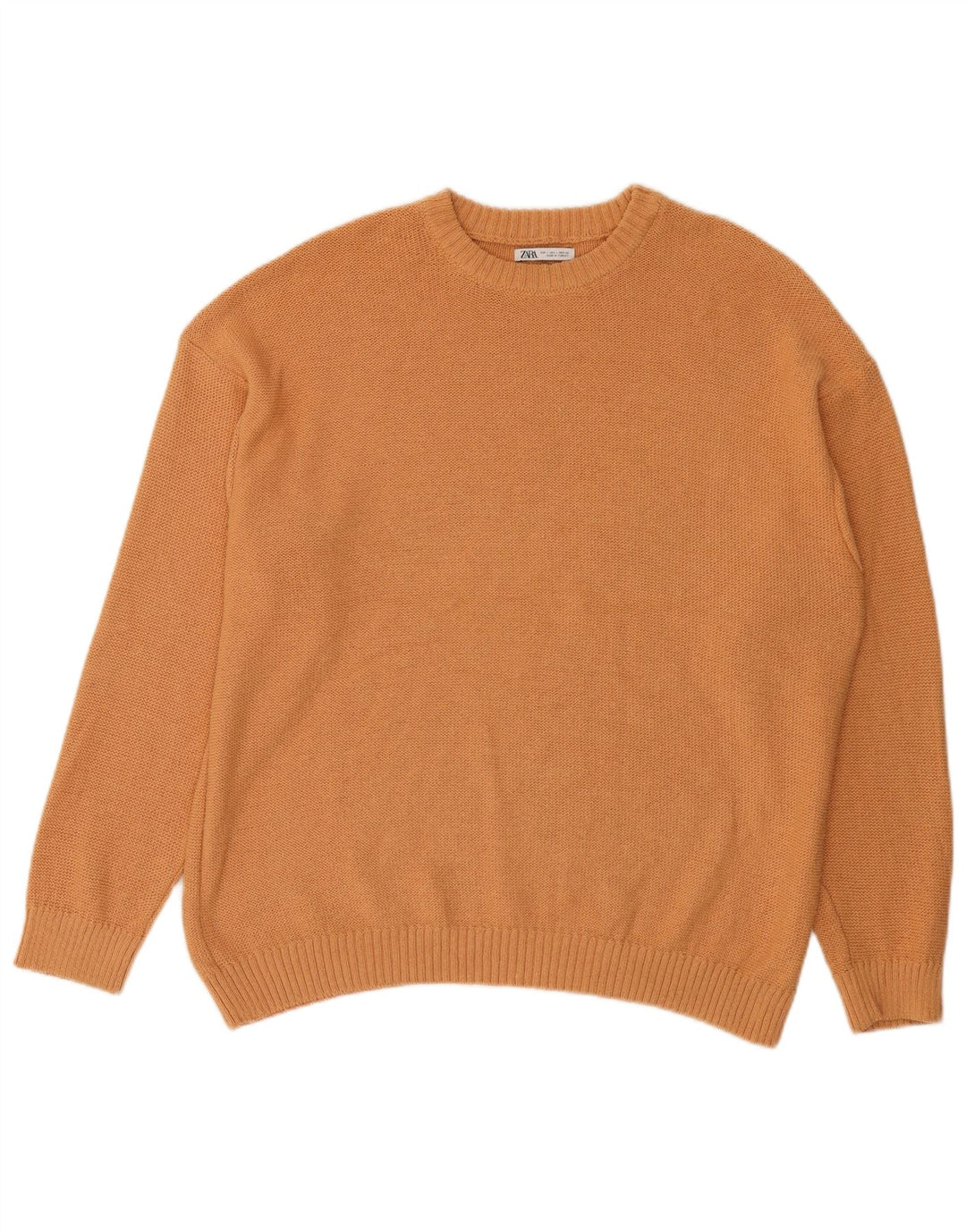 Maglione maglione girocollo da uomo Zara grande in cotone arancione