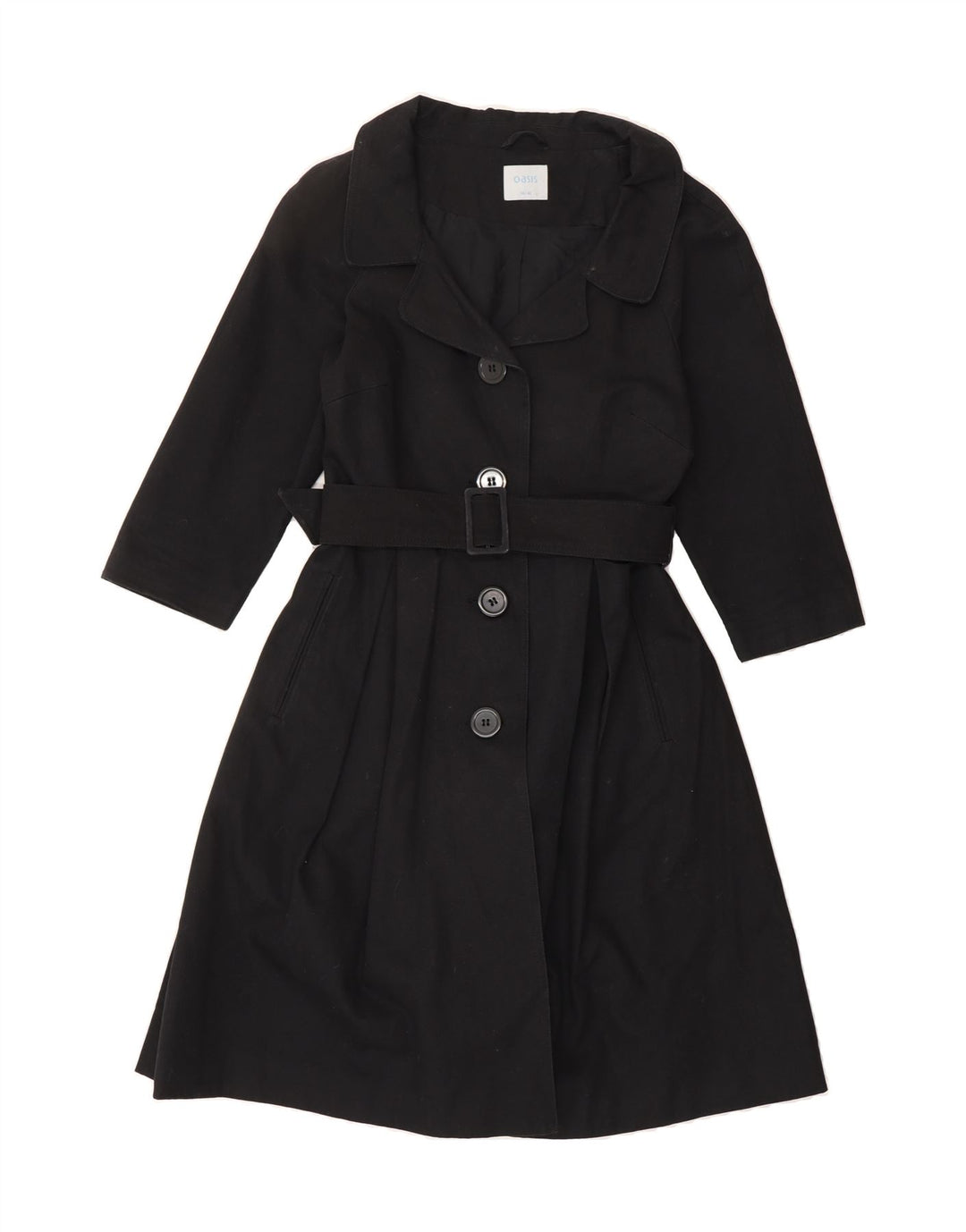 OASIS Womens Overcoat UK 14 Medium Black Cotton Vintage Oasis and Second-Hand Oasis from Messina Hembry 