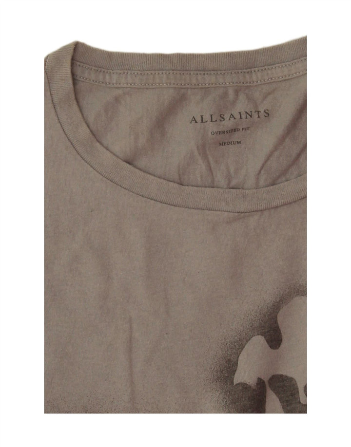 T-shirt grafica oversize da uomo di All Saints Top in cotone tie-dye grigio medio