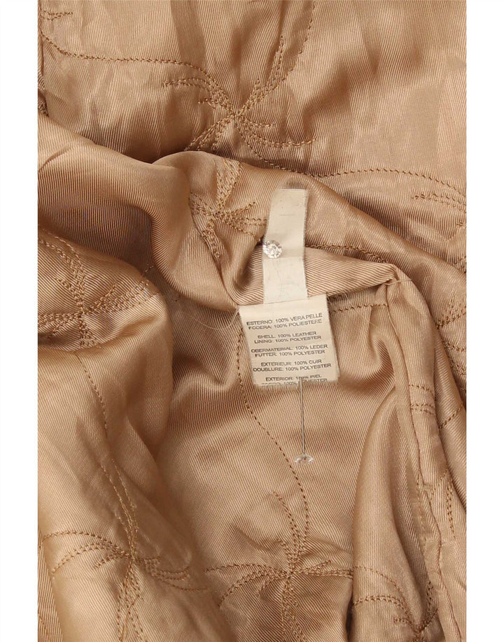 Cappotto in pelle vintage da donna EU 50 3XL Beige classico