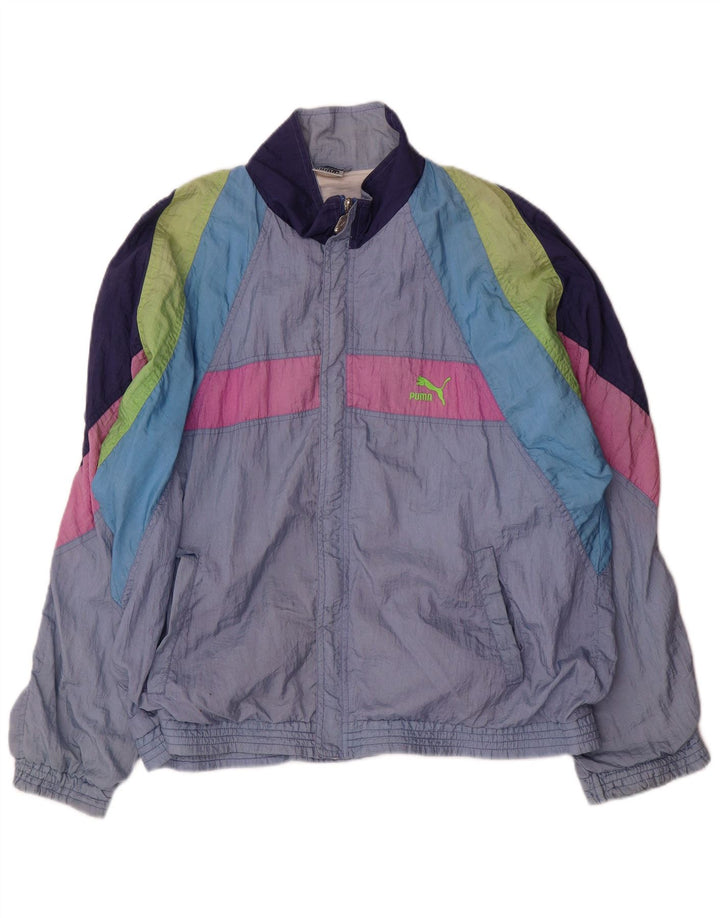 Giacca da tuta da uomo PUMA UK 40 Large Blu Colourblock in poliammide
