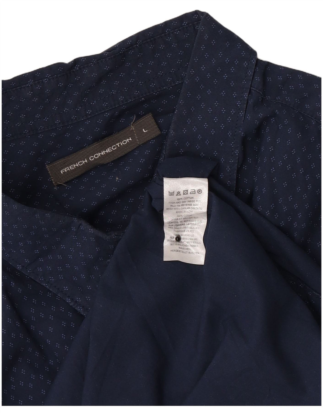 Camicia a maniche corte da uomo French Connection Grande cotone screziato blu navy