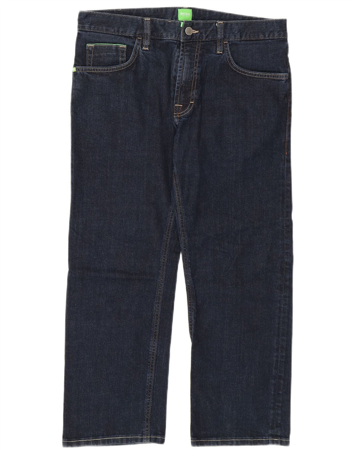 Jeans cropped da uomo HUGO BOSS W33 L25 cotone blu navy