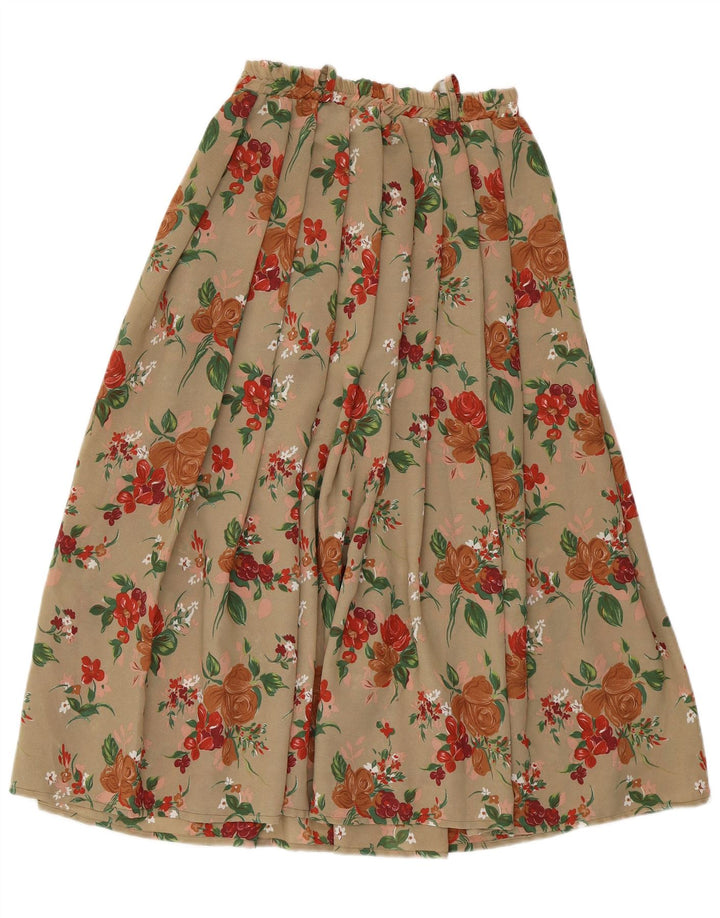 Gonna a trapezio da donna VINTAGE media W28 poliestere floreale beige
