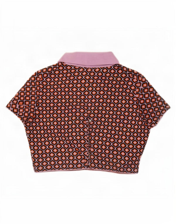 Top cardigan corto da donna Zara UK 16 grande multicolore geometrico