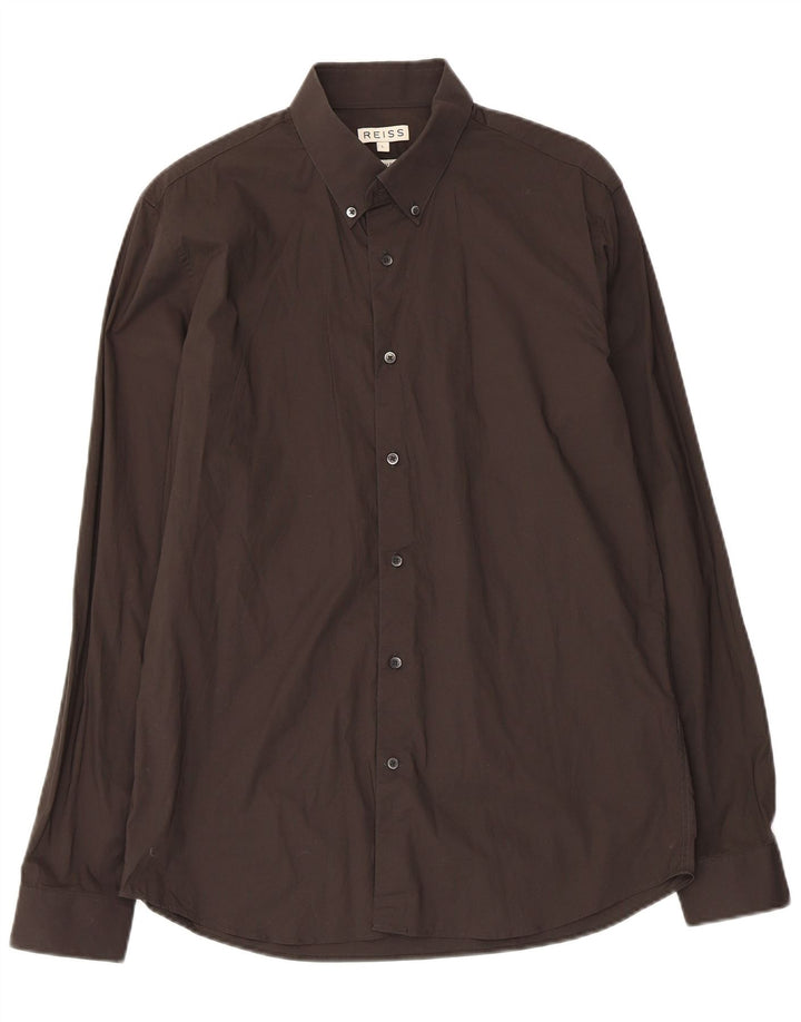 Camicia Reiss da uomo slim fit grande in cotone nero