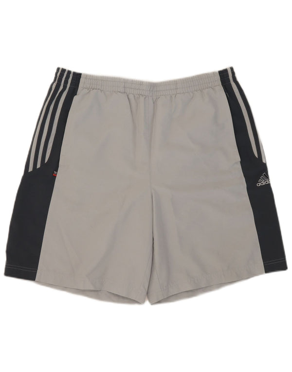 Pantaloncini sportivi da uomo Adidas Large in cotone color block grigio