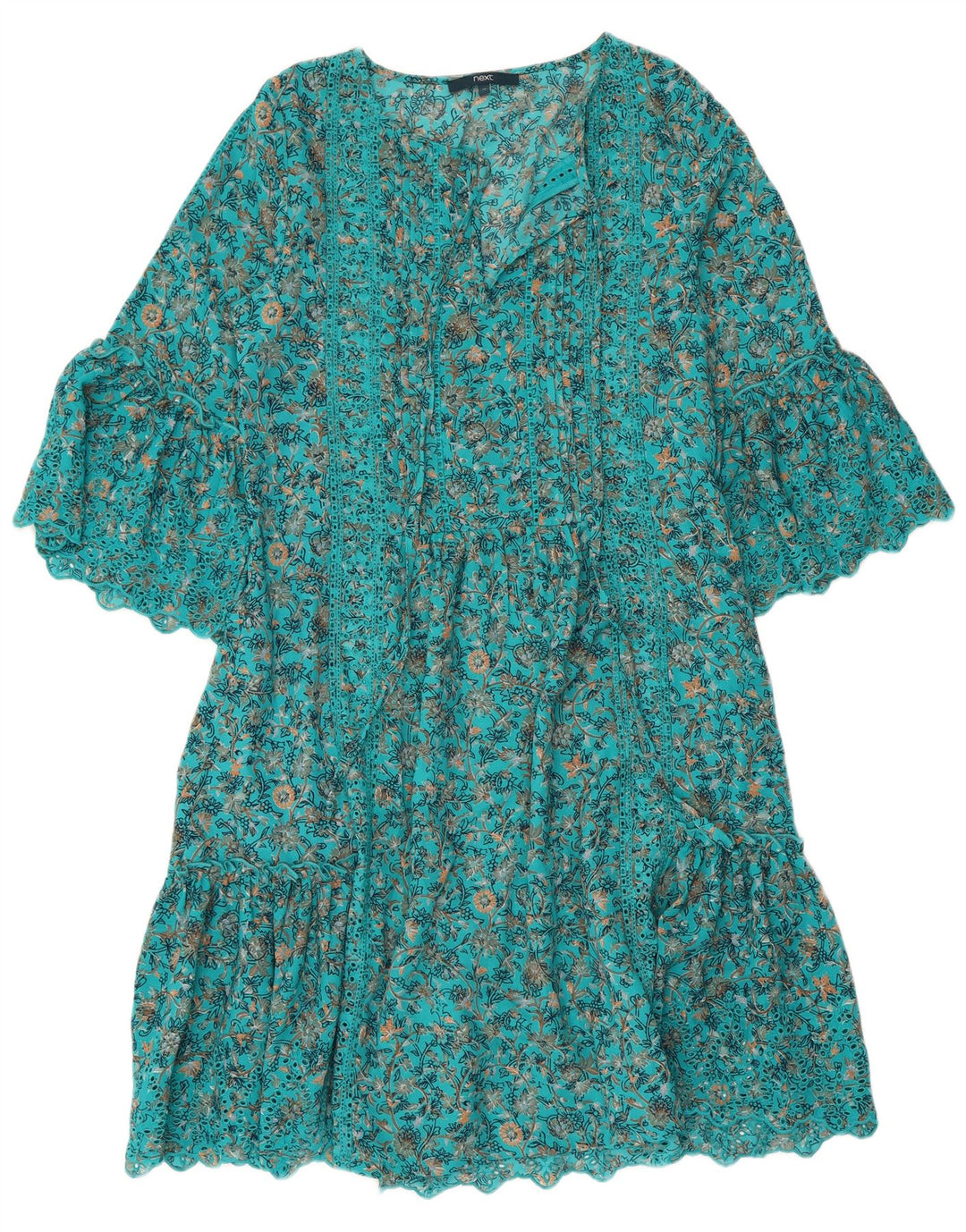 AVANTI Abito da donna a trapezio con maniche a 3/4 UK 12 Poliestere floreale blu medio