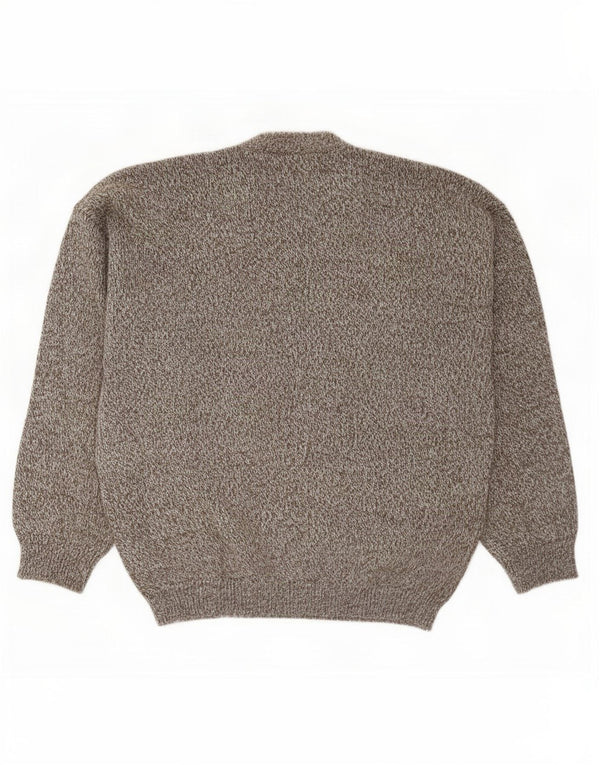 Maglione maglione girocollo da uomo vintage grande grigio geometrico