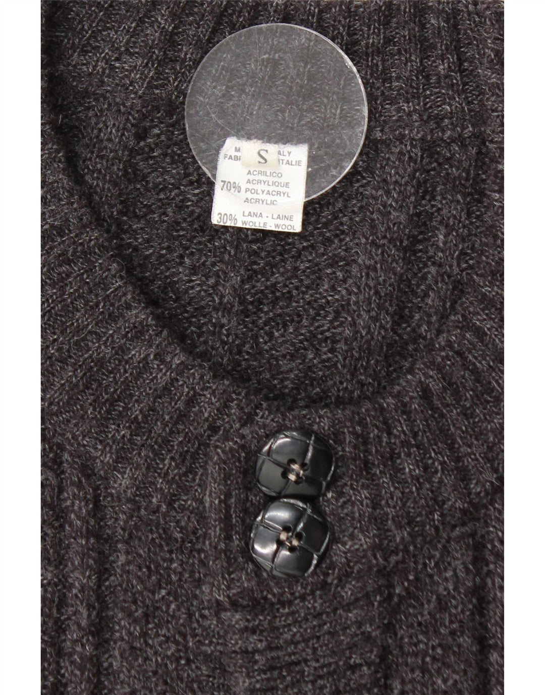 Maglione cardigan da uomo VINTAGE piccolo grigio a rombi/acrilico diamante